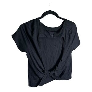 GLYDER Black Twist Back Cutout Athletic T Shirt Top Women Size S
